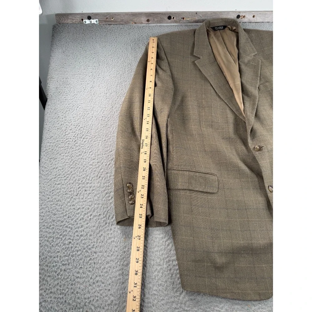 Jos A Bank Reserve Blazer Mens 50L Brown Silk Wool Windowpane Sport Coat